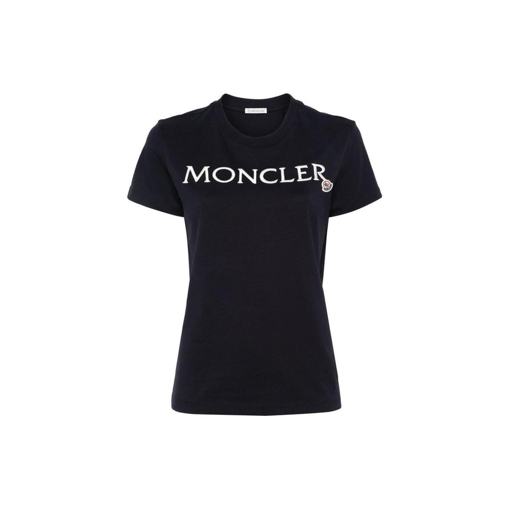 Moncler Logo Embroidered Crew Neck Pullover Short Sleeve T-Shirt Women T-Shirts Navy-Blue J10938C00006829HP778