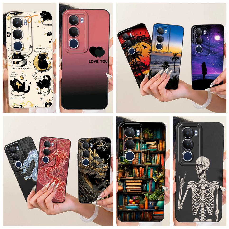 Чехол-картина с мультяшным китайским драконом и кошкой для Vivo Y19s Y19s Pro 4G V2419 Мягкий матовый силиконовый чехол для телефона на Vivo Y29 5G V2420