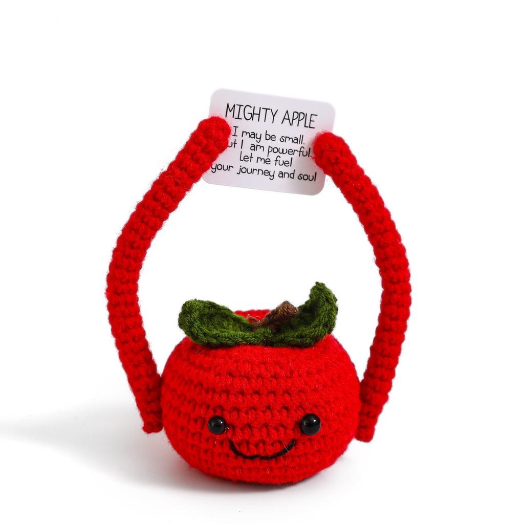 Positive Crochet Potato Doll with Card Handmade Knitted Emotional Support Hug Pocket Cucumber Ornament Room Decor Christmas Gift