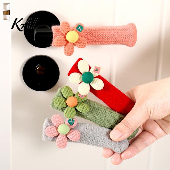 Cozy Home Decor Accessories Knitted Doorknob Covers, Thick Anti?Slip Furniture Feet Protector Sleeves, Door Handle Cute Flower Design Grips Cushion