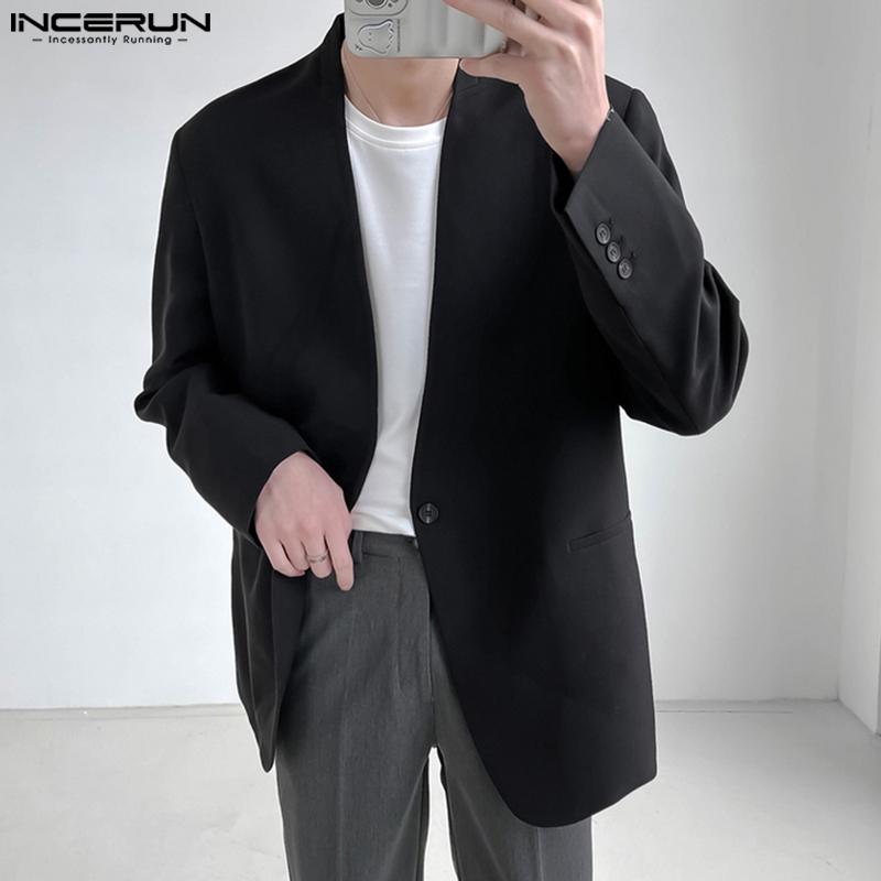 INCERUN Мужская однотонная легкая куртка на одной пуговице, повседневный офисный костюм, пиджак