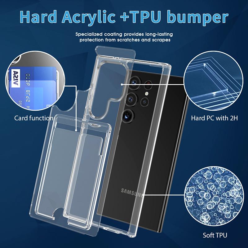 Подходит для Samsung S24 Ultra Прозрачный чехол для мобильного телефона TpuS25 Акриловый S22 Карта S23 Защитный чехол NOTE20