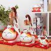 Japanese Maneki Neko Ceramic Lucky Cat Cartoon Long Tail Cat Statue Feng Shui Office Desktop Ornament Home Decoration