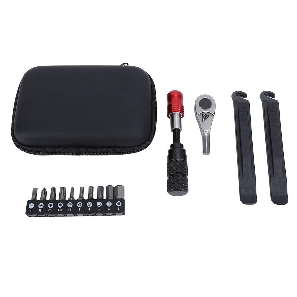 Cycling Ratchet Wrench Set Multitool Tire Levers Portable Cycling Maintenance Kit with Screwdriver Bits for Home