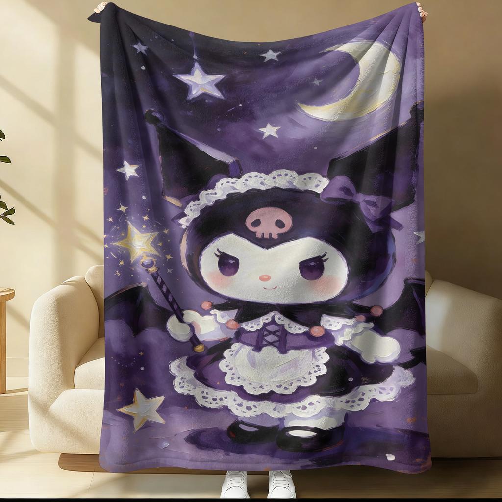 Sanrio Kuromi Магическая Ведьма Плед Звездное Небо Масляная Живопись Печатный Фланелевый Плед Многоцелевой Плед для Сна для Общежития Дома