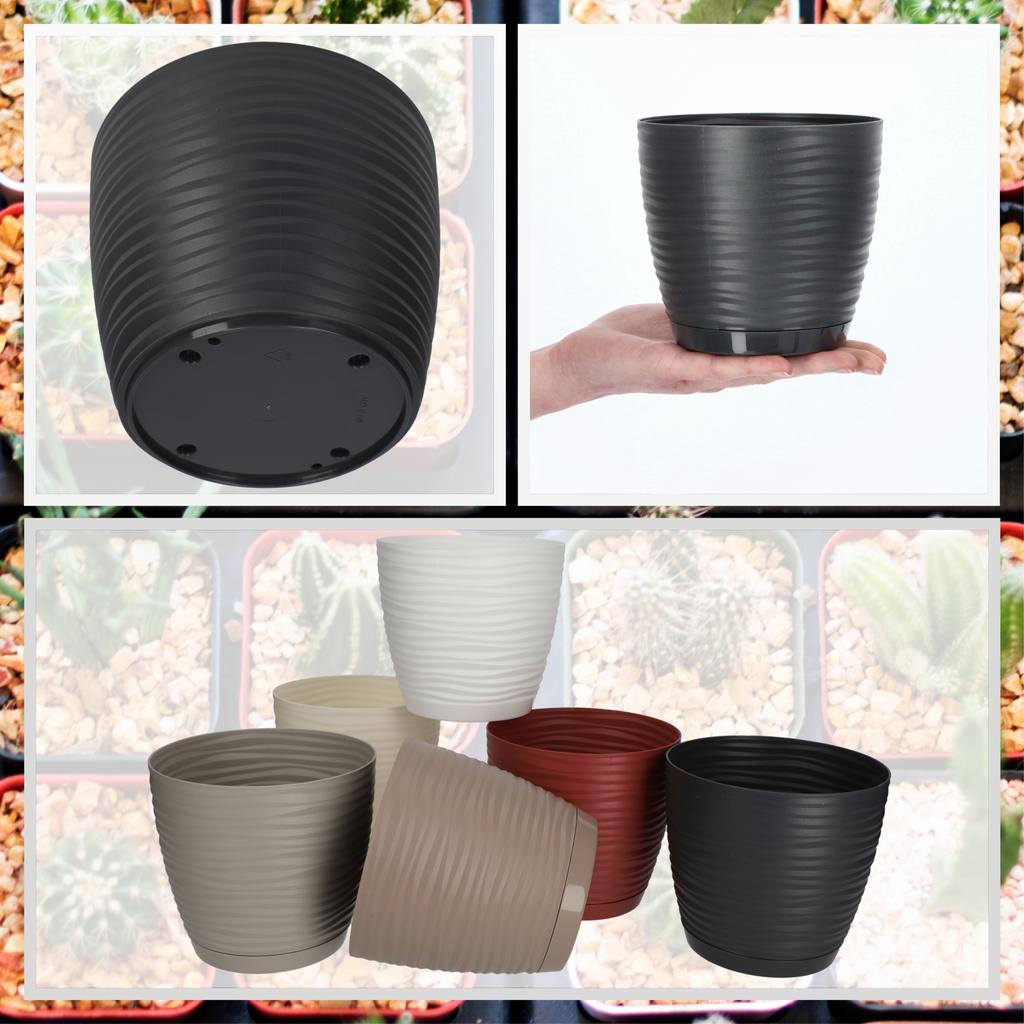 KADAX Doniczka Donica Na Kwiaty 13cm Osłonka Okrągła Kwietnik Plastikowa Antracyt