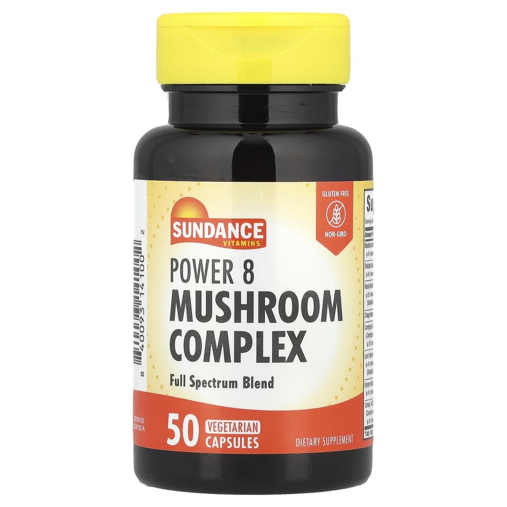 Sundance Vitamins Power 8 Mushroom Complex, 50 Veggie Capsules