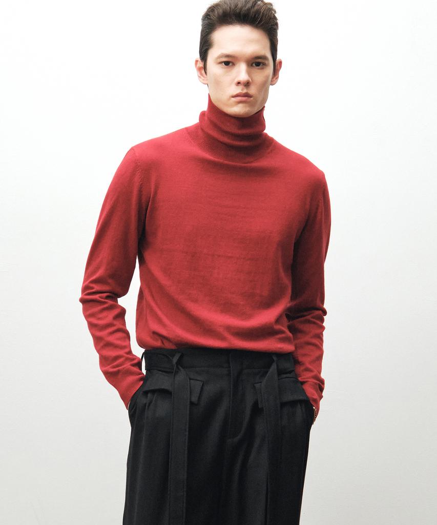 NOIRER Cashmere Cotton Turtleneck (Red)