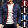 Мужской пуховик с воротником-стойкой, длинным рукавом, застежкой-молнией, однотонная куртка