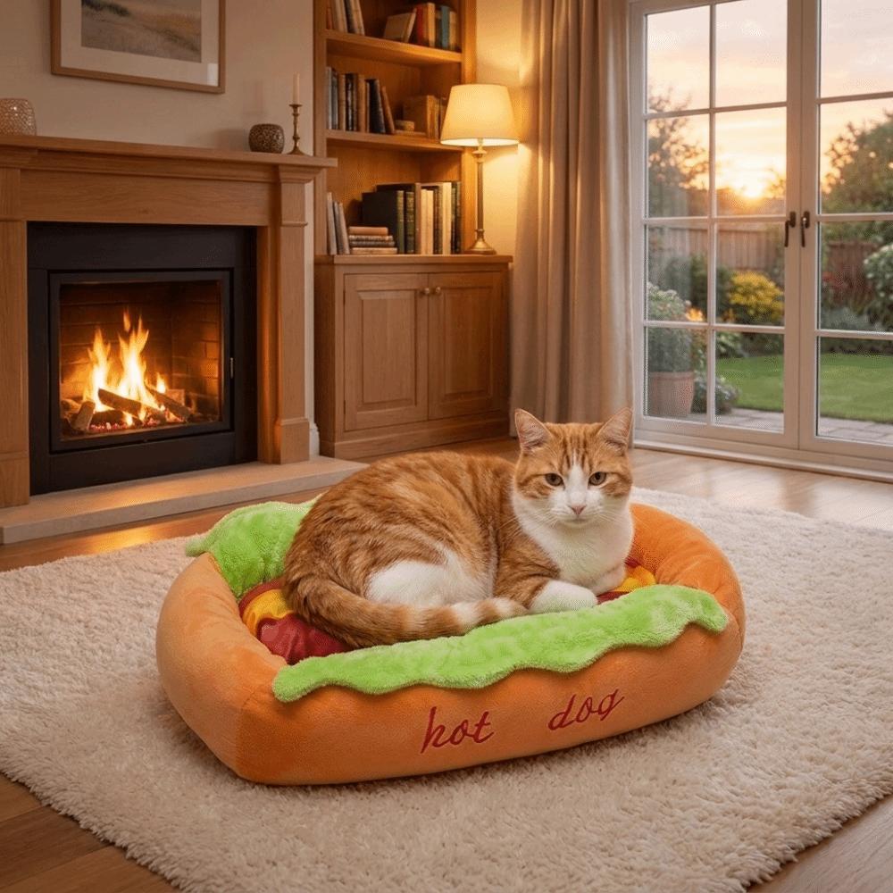 Soft Plush Sausage Dog Nest with Mat Dog Sleeping Pad Creative Dog Kennel for Cats and Dogs