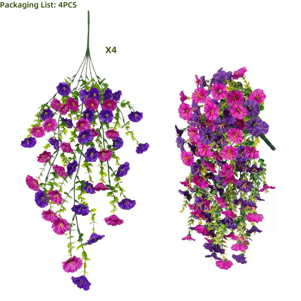 4PCS Hanging Artificial flowers -Eucalyptus Leaves Floral - Fake flowers Indoor/Outdoor Decor Garden -  Durable Plastic Florals