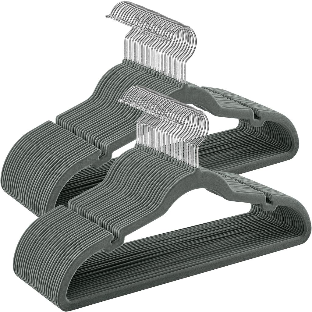 SONGMICSHOME Вельветовые вешалки для одежды 30/50 штук Нескользящие с плечевыми выемками Перекладина для брюк Вращающийся на 360° крючок для хранения костюмов