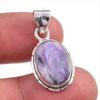 Подвеска из натурального драгоценного камня чароит, ручная работа, из стерлингового серебра 925 пробы, 1,25 дюйма, L4K99