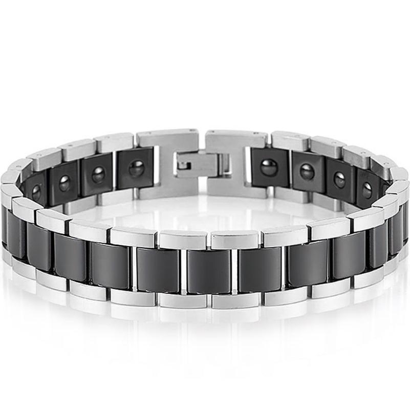 Браслет для лечения магнитными камнями для здоровья, мужские браслеты для облегчения боли при артрите и туннеля запястья, белые, черные керамические украшения