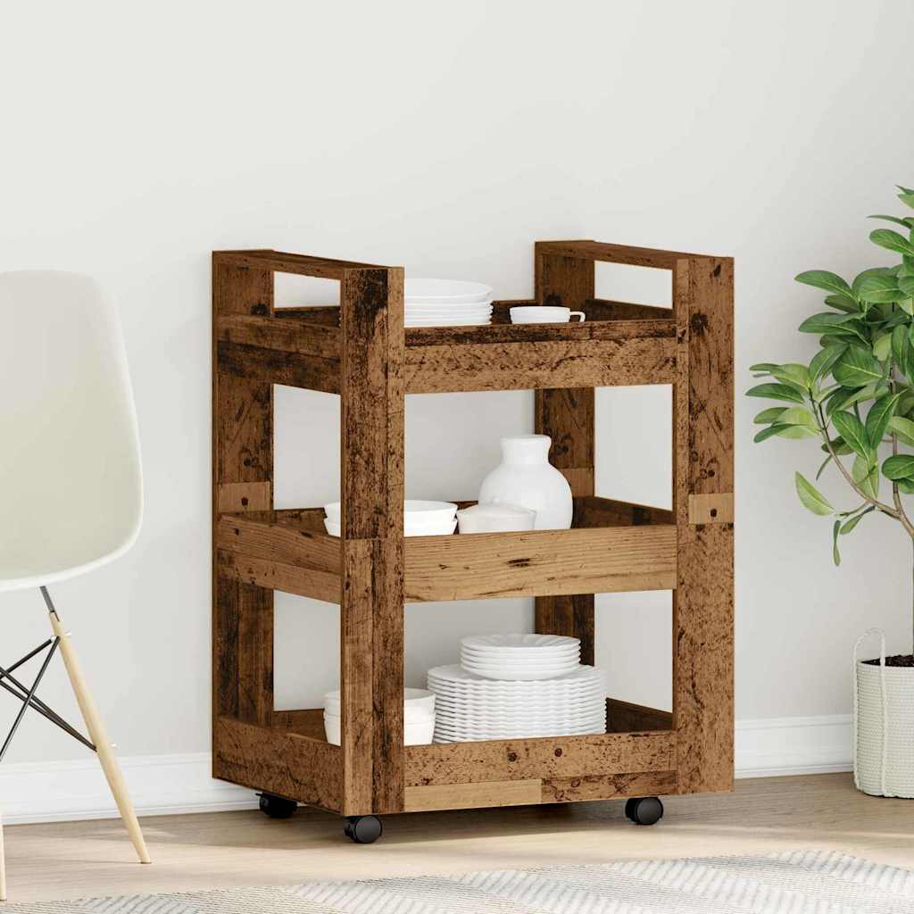 Kitchen Trolley Oak Wood Finish 60 x 45 x 80 cm Engineered Wood