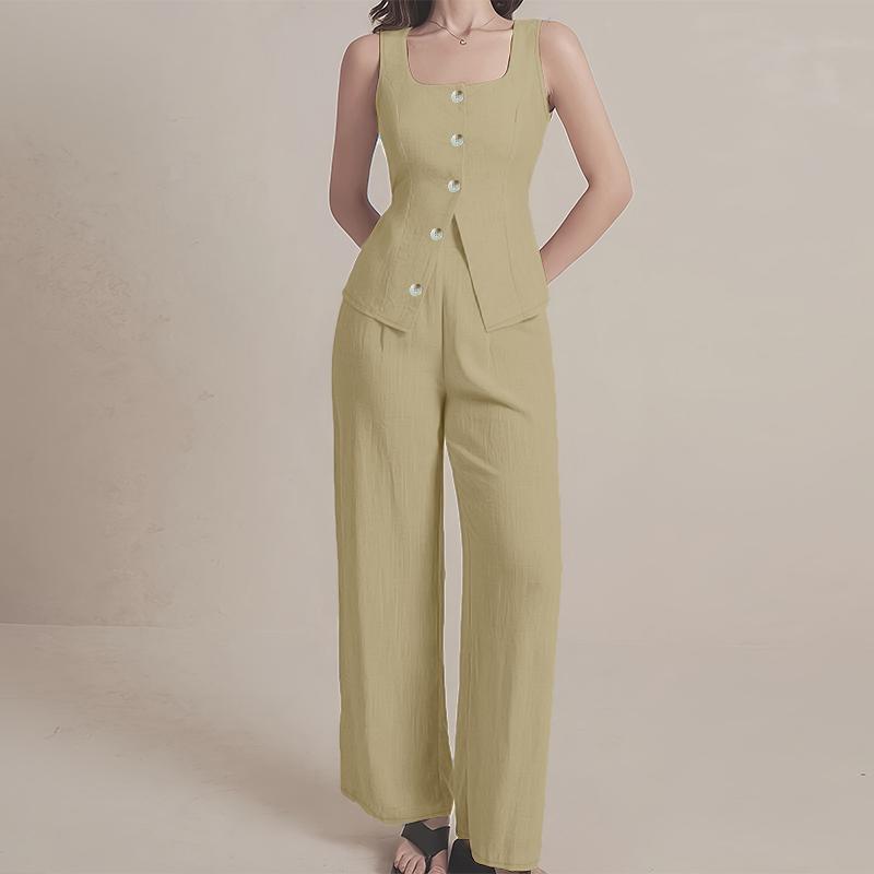 ZANZEA Women Sleeveless Tank Tops and Pants Summer Two Piece Suit Sets