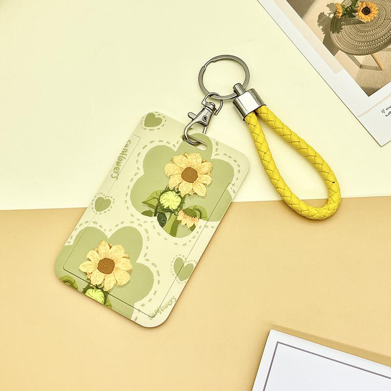 Чехол с мультяшным принтом, идентификационная бирка, чехол для рабочей карты с эластичным ремешком на запястье, держатель для бейджа, чехол для деловой карты доступа