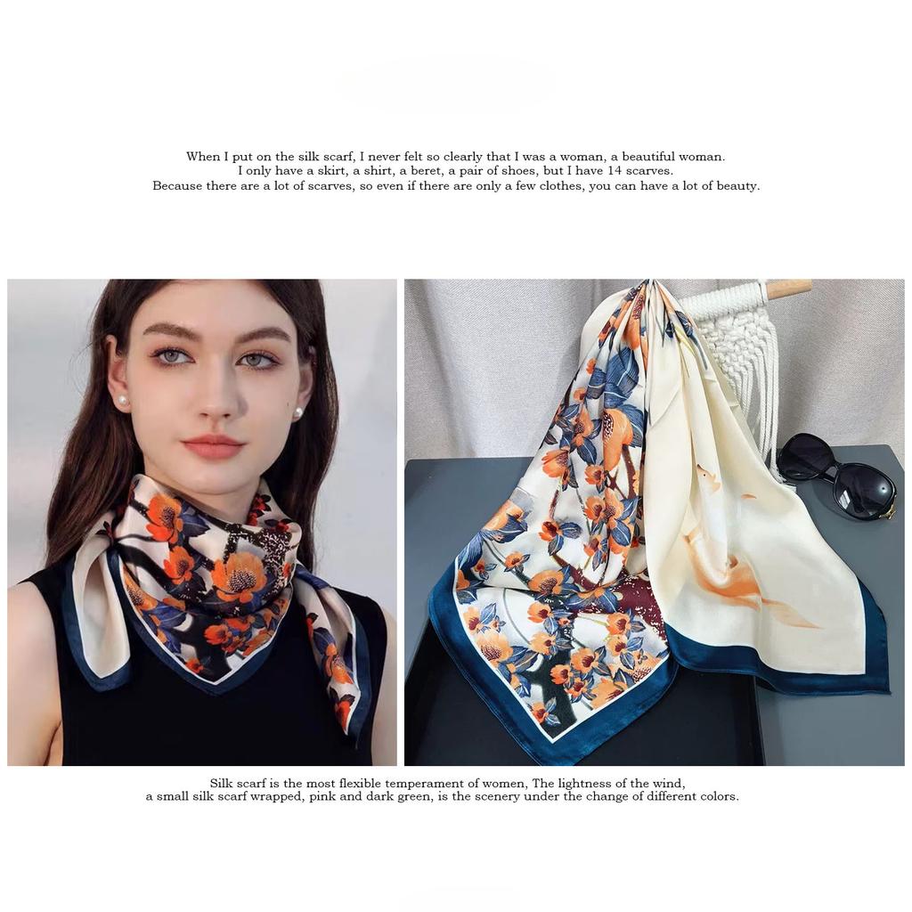 Silk Small Square Scarf: Women's Autumn Lightweight Neck Protection Fashionable Scarf High-end & Versatile Neck Warmer