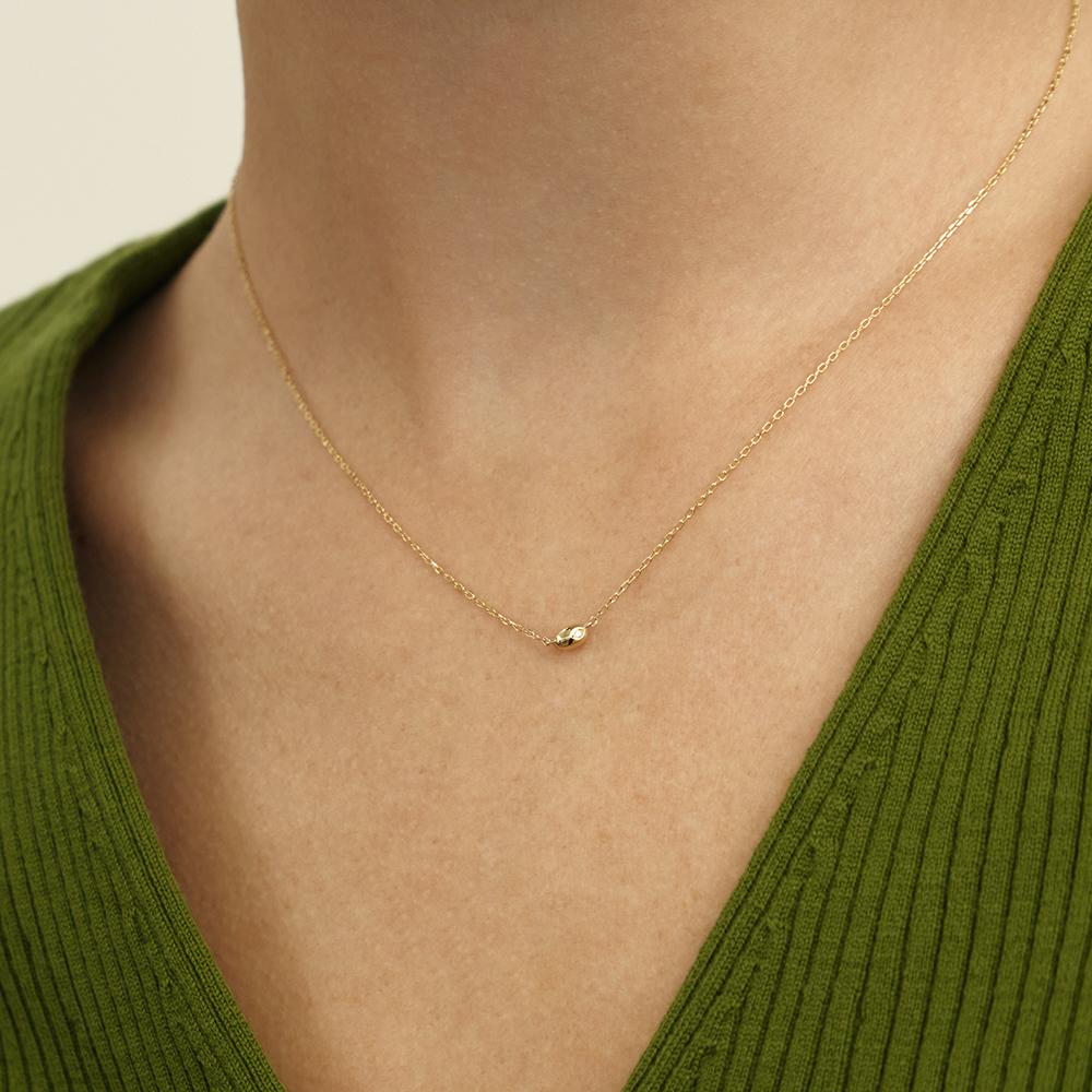 Lunne 14K Diamond Pebble Ball Necklace (14K Gold) #Lcn01