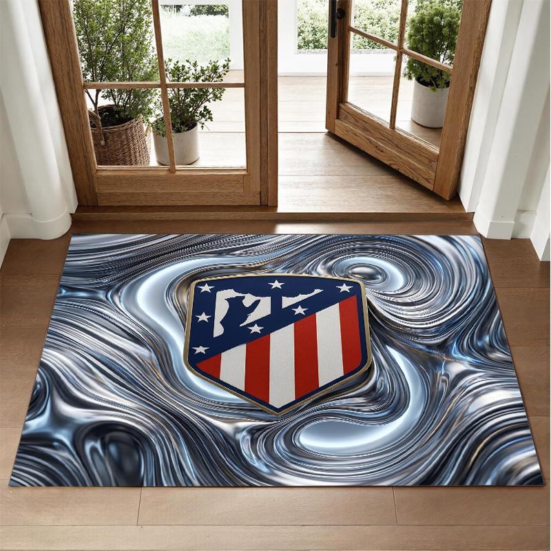 Atletico Madrid Design Crystal Velvet Rug Soft Decorative Mat for Bedroom Entrance