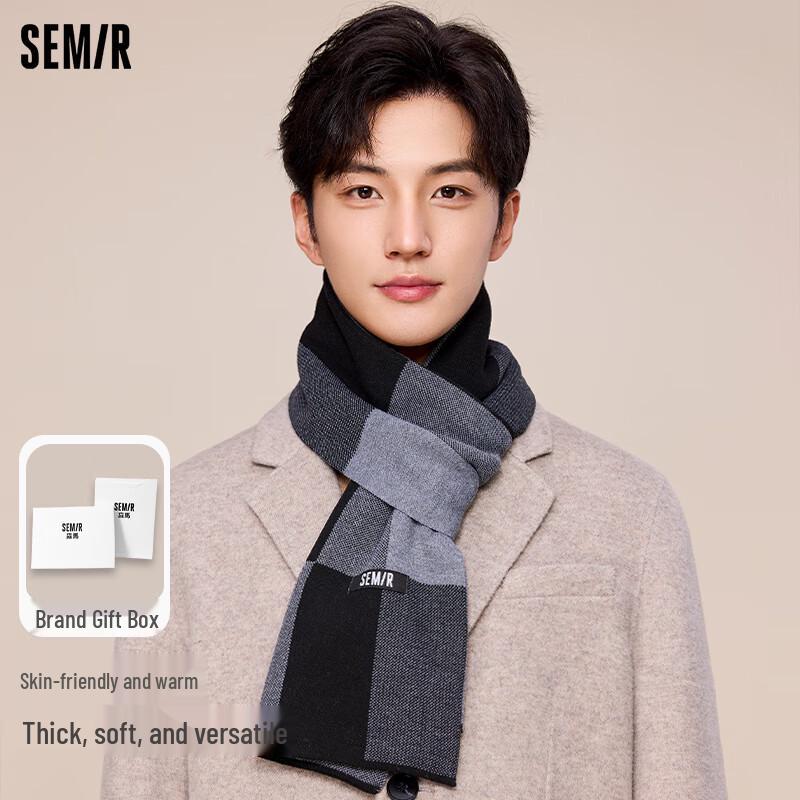 Semir Men's Warm Plaid Scarf with Gift Box