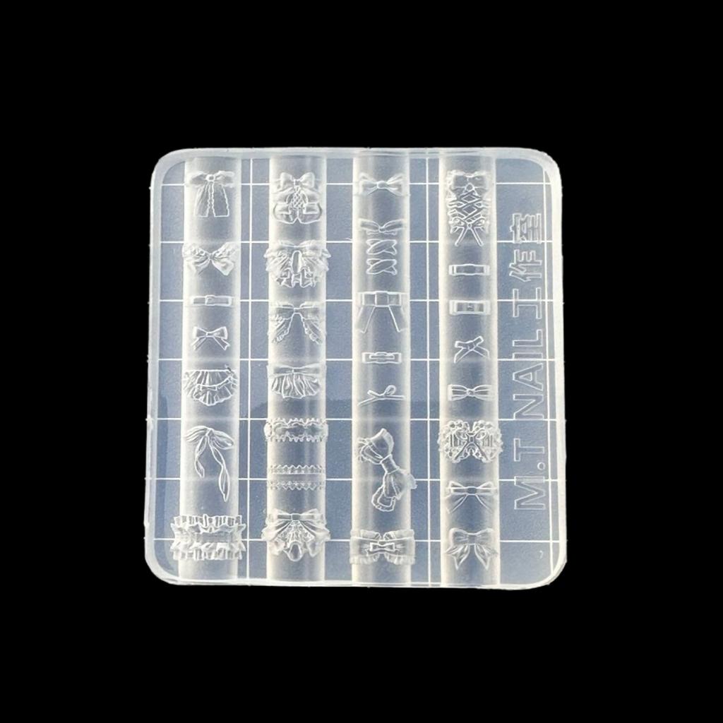 3D Силиконовая форма для ногтей с бантиком, Сладкий цветок, Сердце, Кружево, Прозрачные шаблоны для ногтей, Инструмент для дизайна маникюра, Декор для нейл-арта DIY