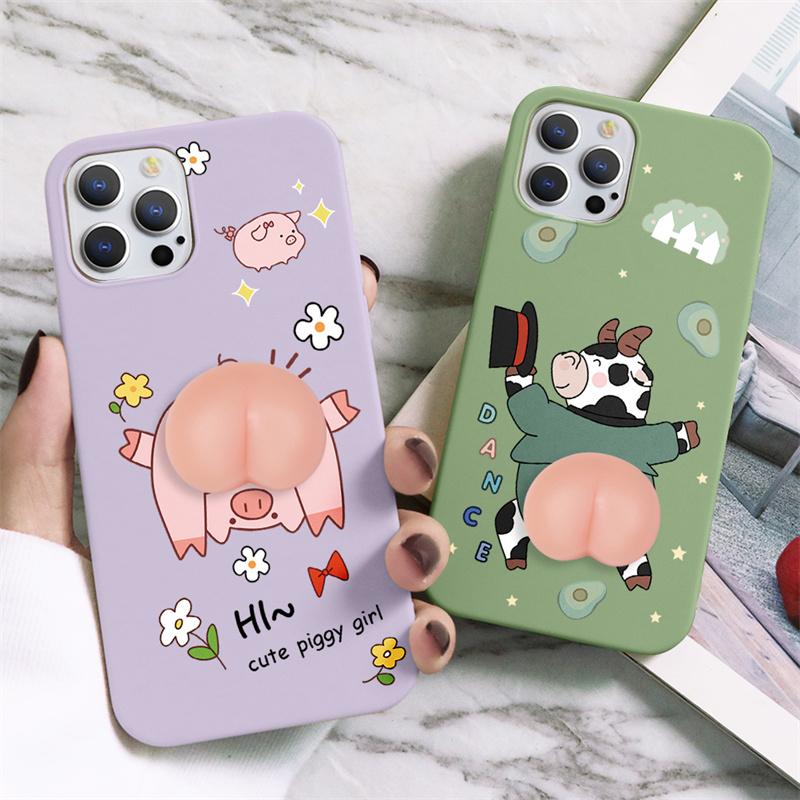 Мягкий чехол для телефона с 3D милыми животными в виде ягодиц для iPhone 11 12 13 Pro Max XS 7 6 Samsung A40 A32 A02 S22 Xiaomi Redmi 9T Huawei P30 vivo Y52s Soft Funda