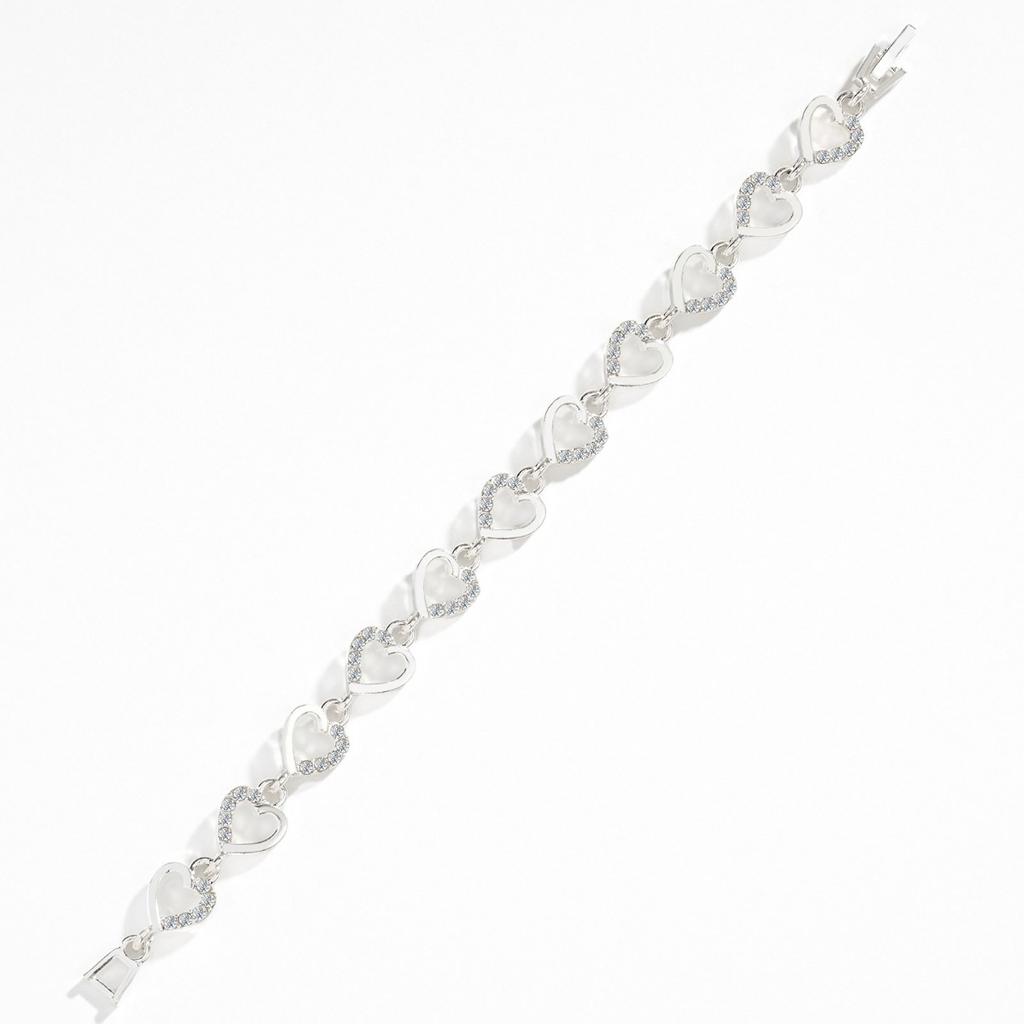 Full Zirconium Peach Heart Bracelet Accessories Show Temperament and All-match Women's Jewelry