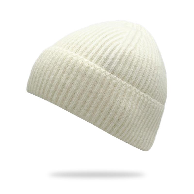 New Solid-color Chunky-knit Beanie versatile Cold-weather Hat Cross-border E-commerce Keeping Women Warm Winter;