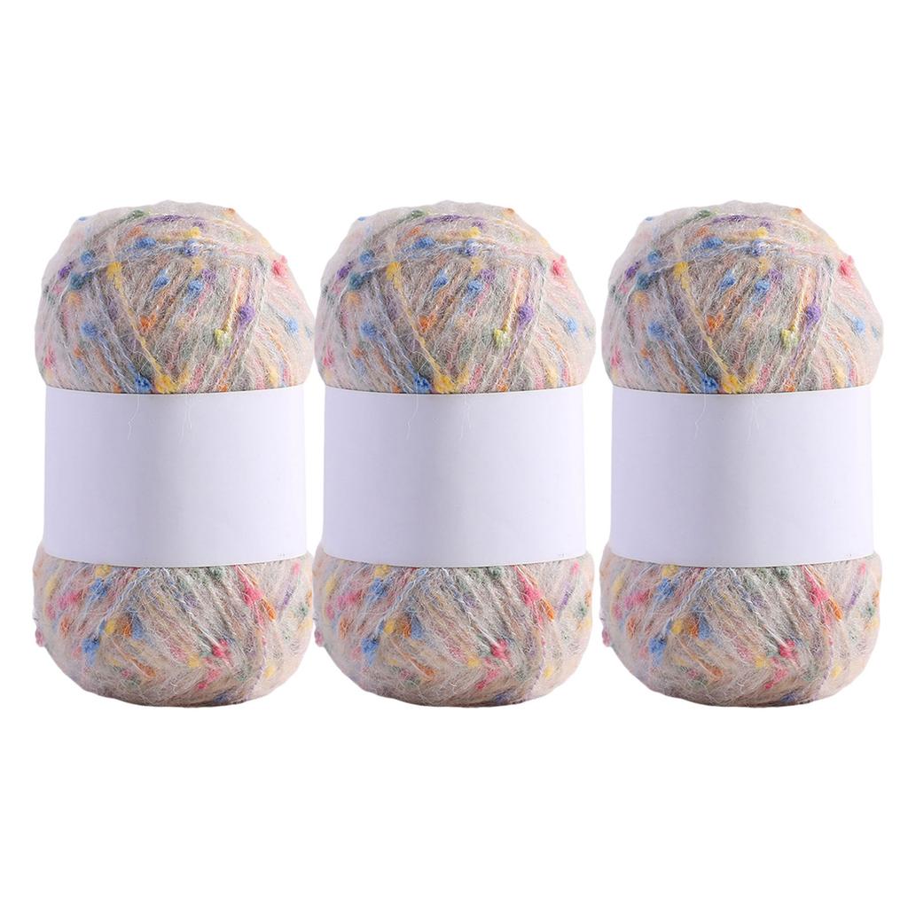3 мотка удобной пряжи для вязания крючком, радужной расцветки с точками, мохеровая пряжа, пряжа для ручного вязания, мягкая пряжа для шапок, пледов, шарфов