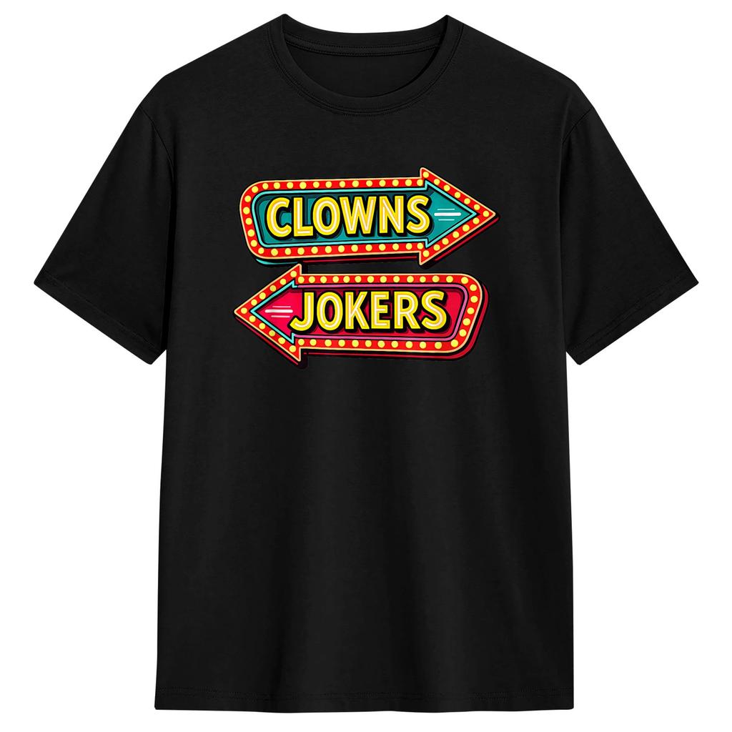 Unisex Womens T Shirt Direction Clowns to The Left Jokers to The Right TShirts Hip Hop Summer Tees Casual Cotton Tops