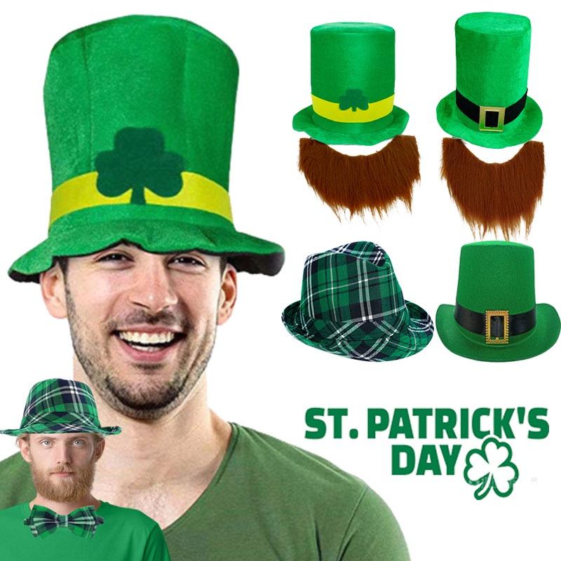 Улица. День Святого Патрика Ирландский Лепрекон Шляпа Шамрок Бархатная Взрослый Аксессуар для Карнавального Костюма