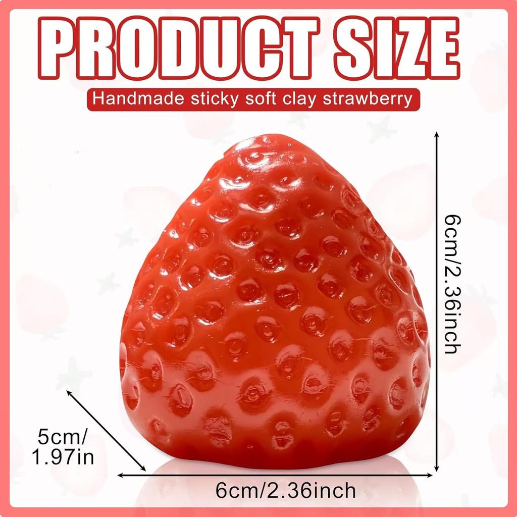 Taba Squishies Strawberry Fruit Squeeze Toys Kawaii Sticky Stress Fidget Toy Gift Perfect Desk Accessory for Kids Adults