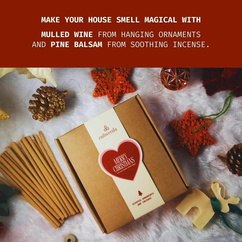 Pine Christmas Tree Scent Sticks - 20 Incense + 3 Wax Melts Ornaments