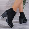 2024 New Autumn Winter Women Pumps Boots High Quality Zipper European Ladies Shoes Suede Fabric High Heels Boots Fast Delivery