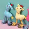 Dog Plush Toy Puppy Chewing Woven Rope Flannel Giraffe Shape Safe Cute for Pet Teeth Cleaning Sky