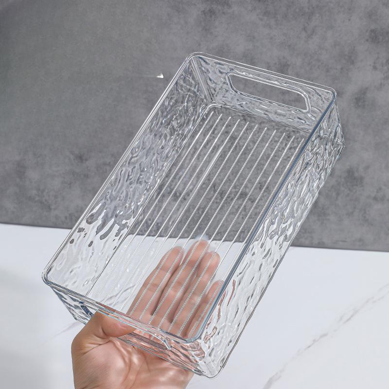 Transparent Glacial Grain Storage Box Household Rectangular Plastic Box Desktop Cosmetics Living Room Organizer Box