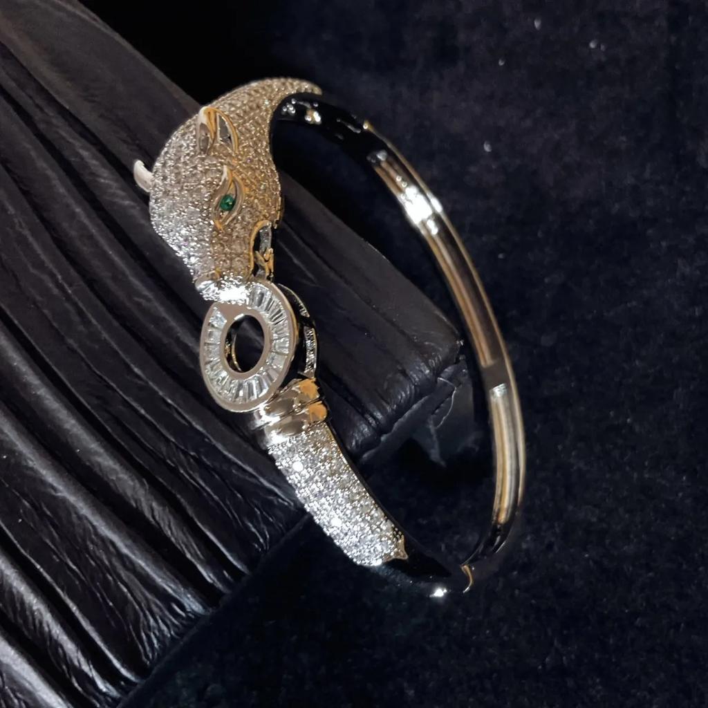 Новый Дворец Роскошная Мода Циркон Голова Леопарда Премиум Браслет Открытый Браслет