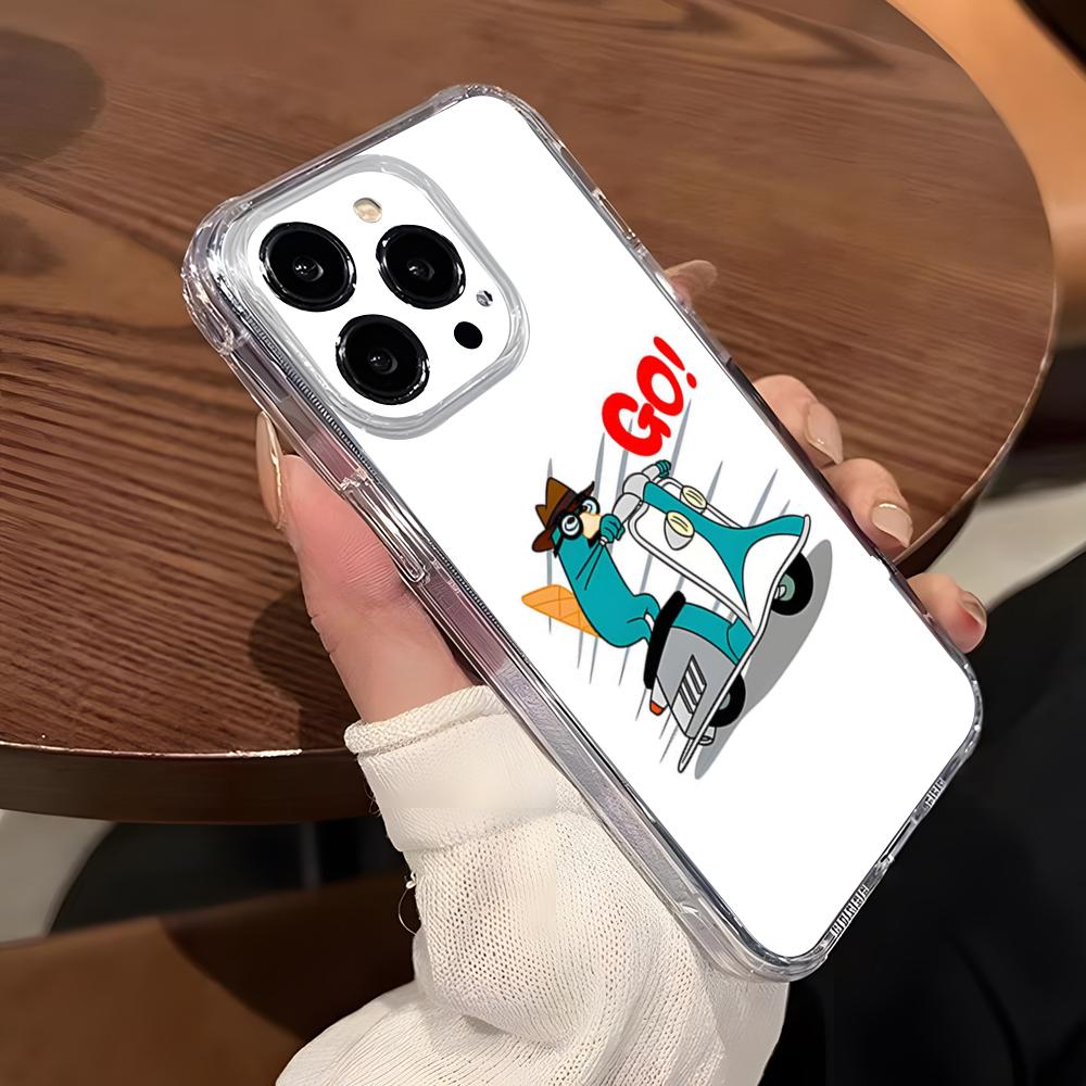 Cartoon Perry The Platypus Phone Case For IPhone 15 Pro Max 16 Pro Max 14 13 11 12 Mini Xs X Xr 7 8 Plus Se Transparent Cover