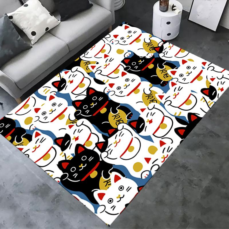 Maneki-Neko Carpet Rug for Living Room Bedroom Home Sofa Decoration,Kids play Non-slip Floor Mat