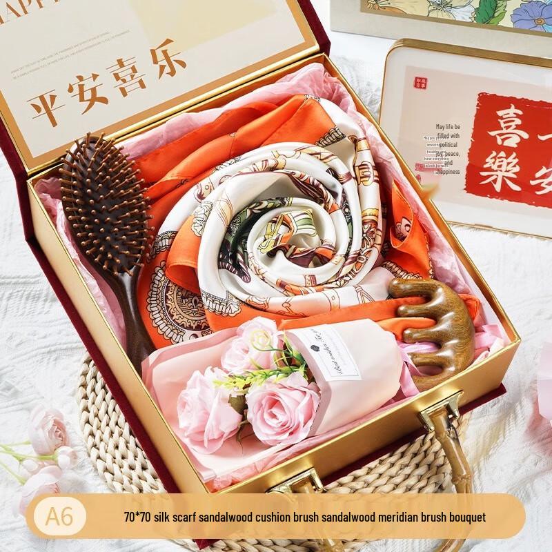 Elegant Scarf & Sandalwood Comb Gift Set