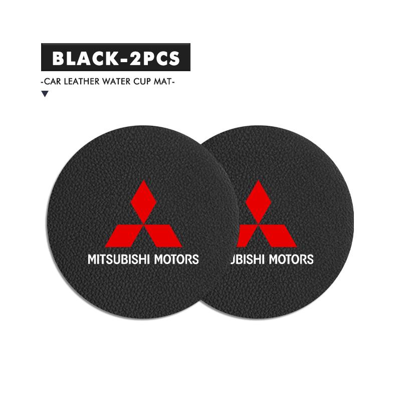 2Pcs Car Coaster Anti-Slip Slot Mat Drink Holder Accessories For Mitsubishi Lancer ASX Pajero Mirage Attrage Xpander Outlander