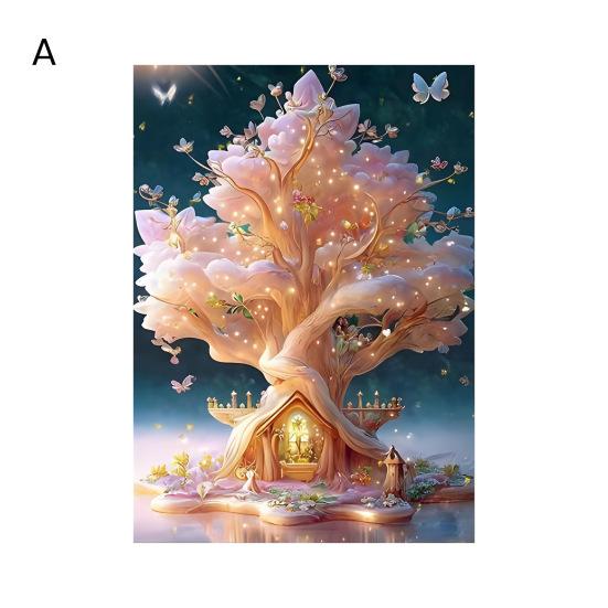 Картина со стразами 5D Дерево Луна Пейзаж Полная дрель Блестящие стразы Вышивка Красочные DIY Художественные ремесла Ручная работа Украшение стен дома Горный хрусталь