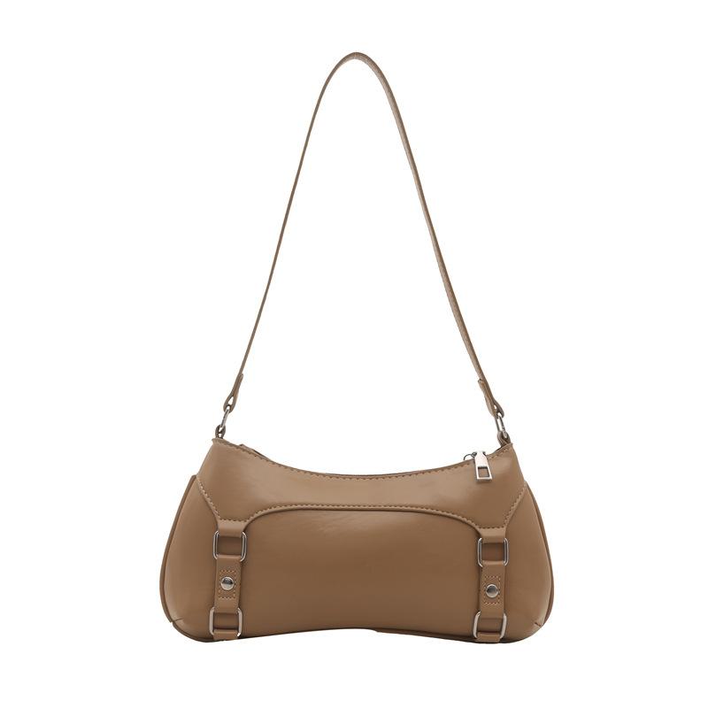 Однотонная простая сумка-багет женская 2025 новая модная нишевая дизайнерская сумка на плечо универсальная повседневная сумка подмышку