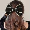 French Style Elegant Black Bowknot Hair Clip Polyester Material, Sweet Hair Accessory for Women and Teens, Fashion Hair Accessories