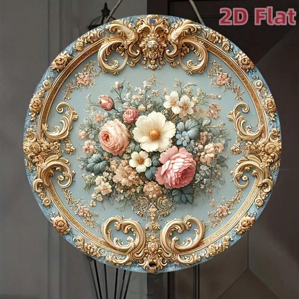 LUXE DECOR Барокко 2D Цветочная Деревянная Настенная Картина 8 Дюймов Круглая Розовая Винтажный Домашний Декор