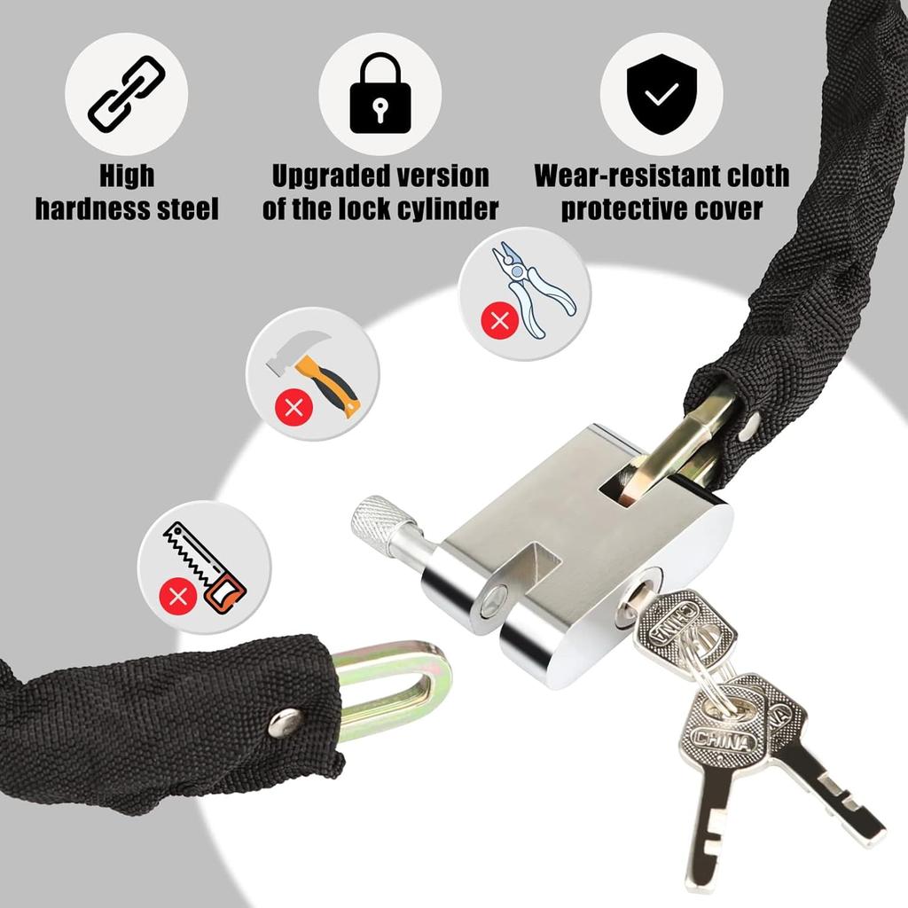 Bike Lock Heavy Duty, [3 Keys] 1m Anti-Theft High Security Chain Lock, Weatherproof Bicycle Lock Padlock for Bike Bicycle, Motorcycle, Scooter, Door,