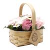 Soap Flowers Bouquet Medium Pink Wicker Basket