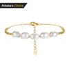 Cultured Freshwater Baroque Style Pearl with Broken Silver Charm 925 Sterling Silver Bracelet for Women
