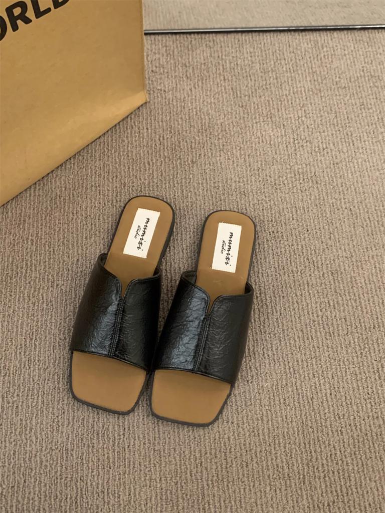 Корейские повседневные тапочки Dongdaemun, женская летняя одежда, новые туфли на плоской подошве с серебристым открытым носком